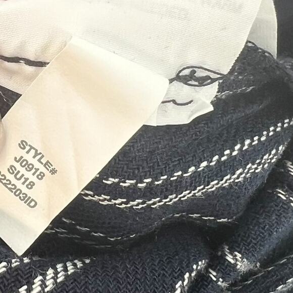 J. Crew Point‎ Sur Paperbag Pants Wide Leg Belt Stripe Navy Blue Size 12 - Picture 14 of 14